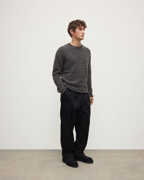 Johnstons Of Elgin Brushed Cashmere Silk Dark Grey Jumper