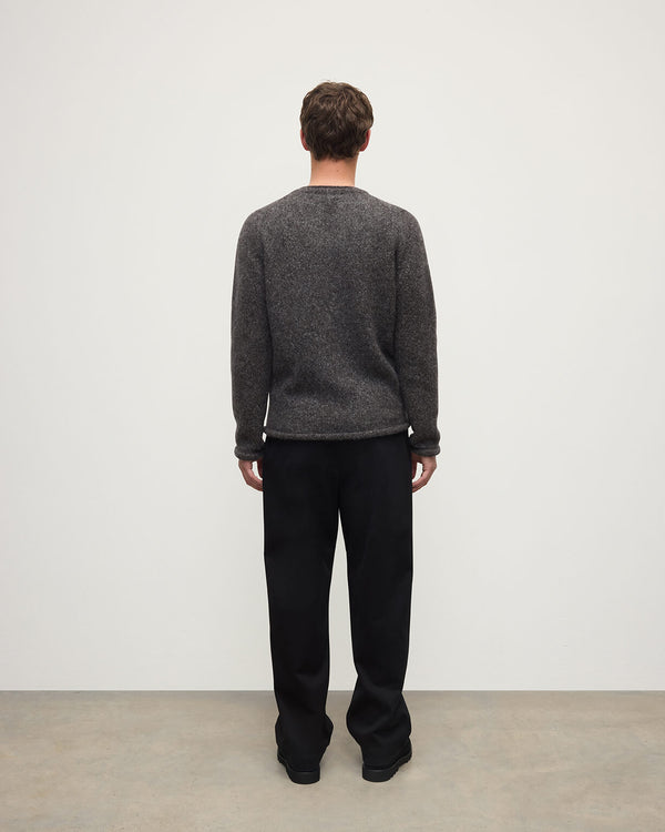 Johnstons Of Elgin Brushed Cashmere Silk Dark Grey Jumper