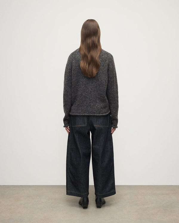 Johnstons Of Elgin Brushed Cashmere-Silk Dark Grey Jumper