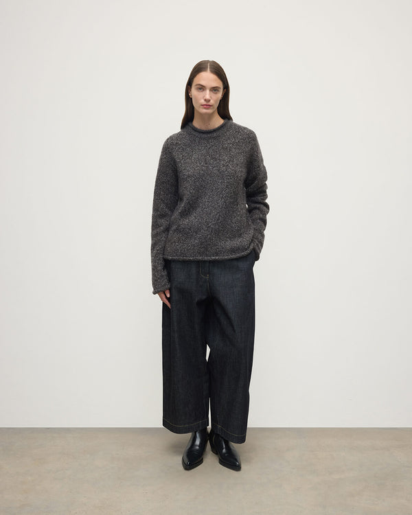 johnstons of elgin Brushed Cashmere-Silk Dark Grey Jumper