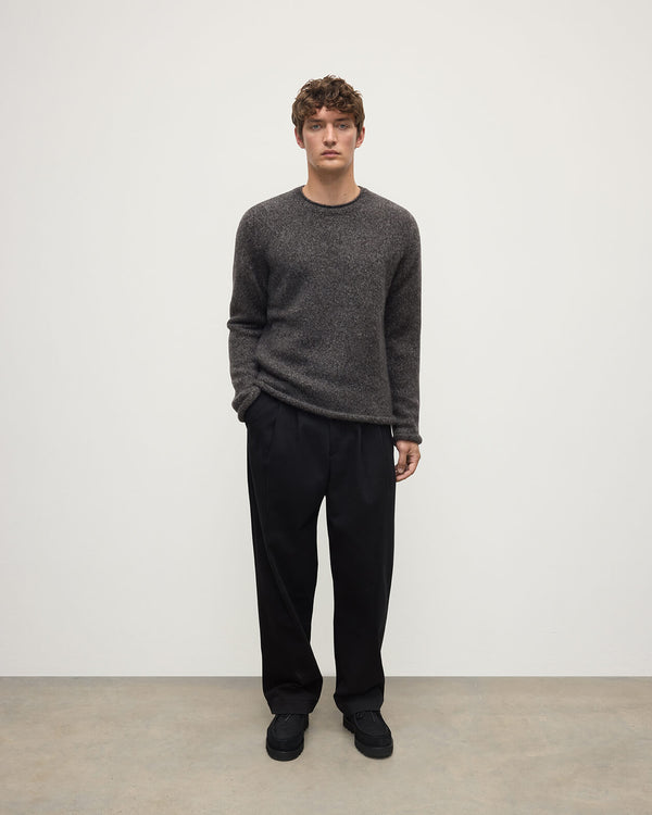 johnstons of elgin Brushed Cashmere Silk Dark Grey Jumper