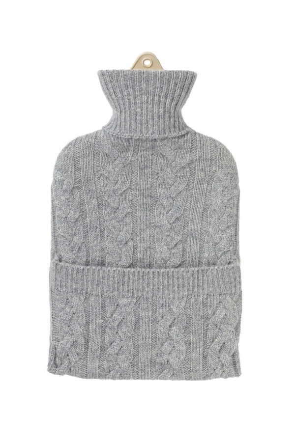 johnstons of elgin Cable Grey Cashmere Hot Water Bottle