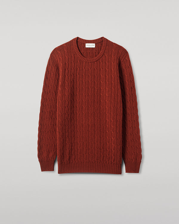 Johnstons Of Elgin Cable Knit Dark Red Cashmere Jumper
