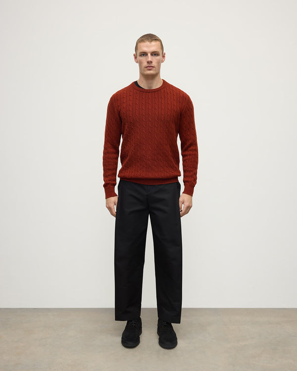 johnstons of elgin Cable Knit Dark Red Cashmere Jumper