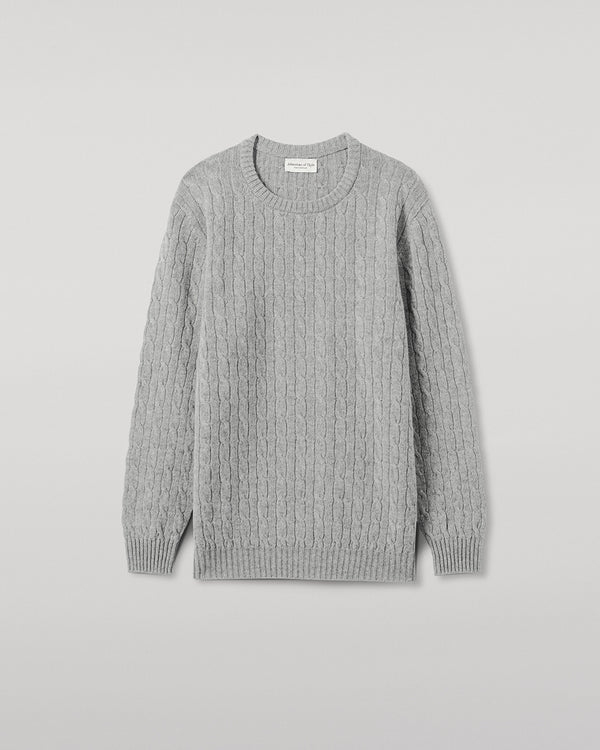 Johnstons Of Elgin Cable Knit Light Grey Cashmere Jumper