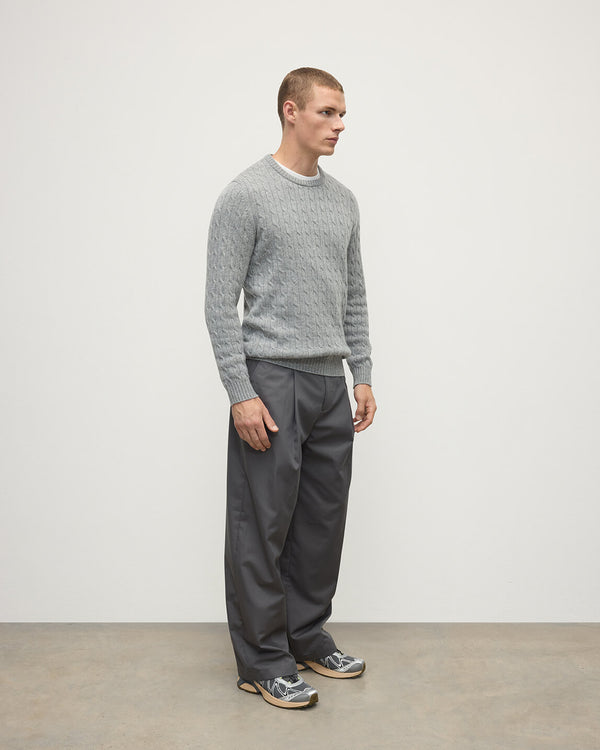 Johnstons Of Elgin Cable Knit Light Grey Cashmere Jumper