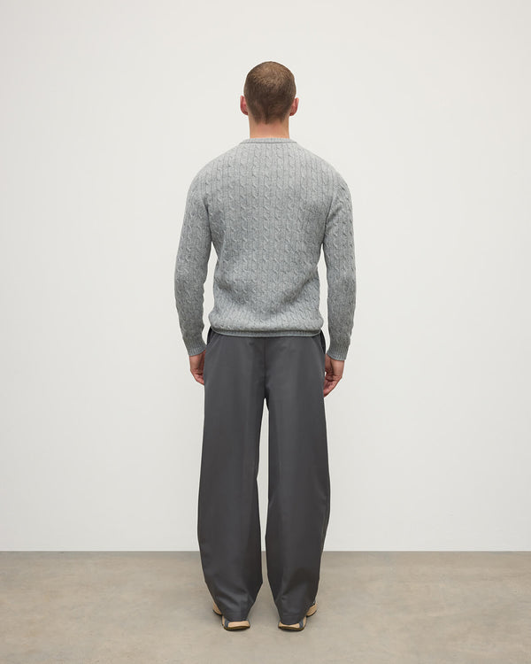 Johnstons Of Elgin Cable Knit Light Grey Cashmere Jumper