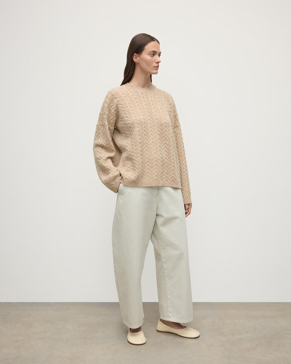 Johnstons Of Elgin Cable Knit Natural Cashmere Jumper