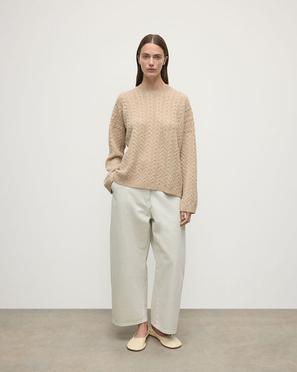 johnstons of elgin Cable Knit Natural Cashmere Jumper