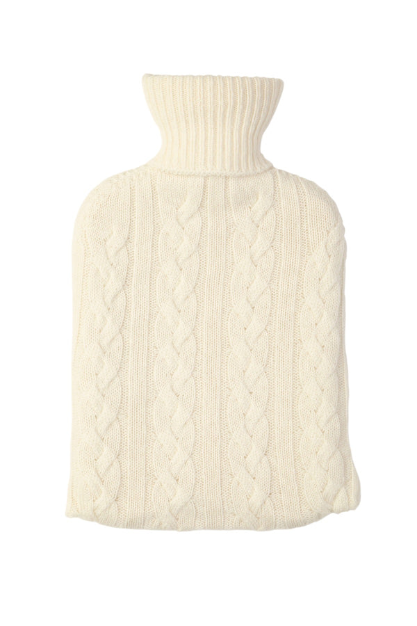 johnstons of elgin Cable White Cashmere Hot Water Bottle