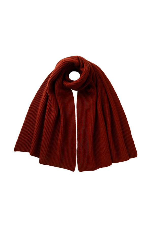 johnstons of elgin Cardigan Stitch Dark Red Cashmere Scarf
