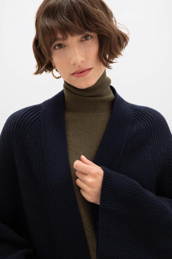 Johnstons Of Elgin Cashmere Dark Navy Cape Cardigan