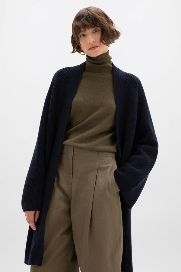 johnstons of elgin Cashmere Dark Navy Cape Cardigan