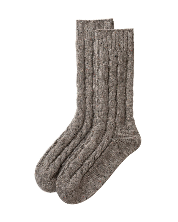 johnstons of elgin Cashmere Donegal Cable Grey Socks