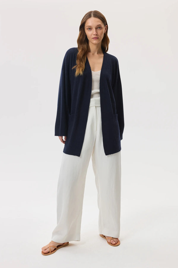 Johnstons Of Elgin Cashmere Kimono Dark Navy Cardigan