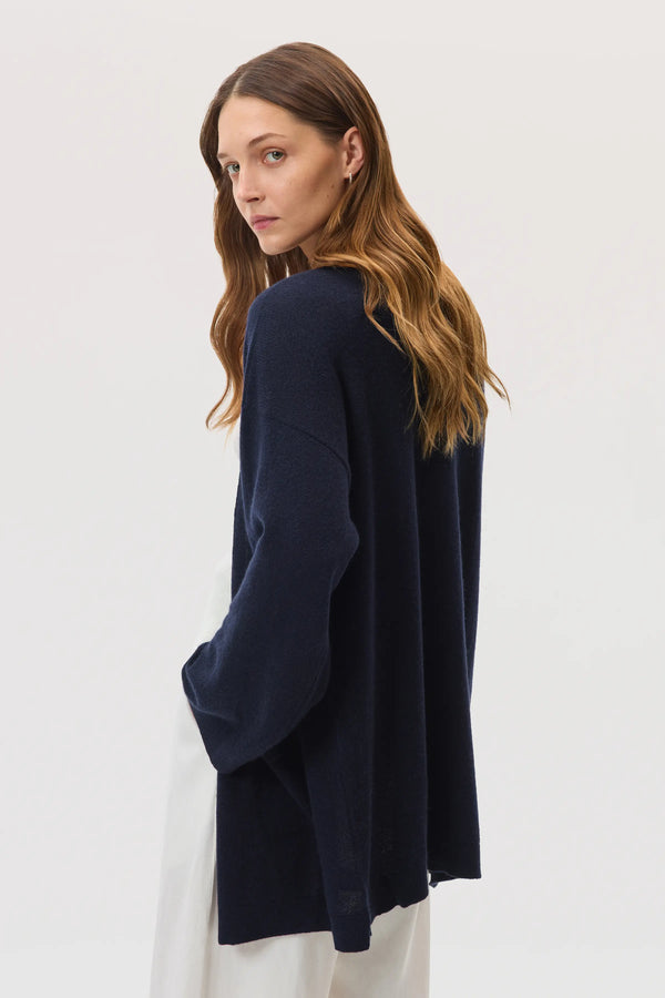 Johnstons Of Elgin Cashmere Kimono Dark Navy Cardigan