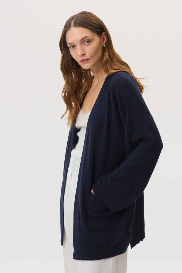 johnstons of elgin Cashmere Kimono Dark Navy Cardigan