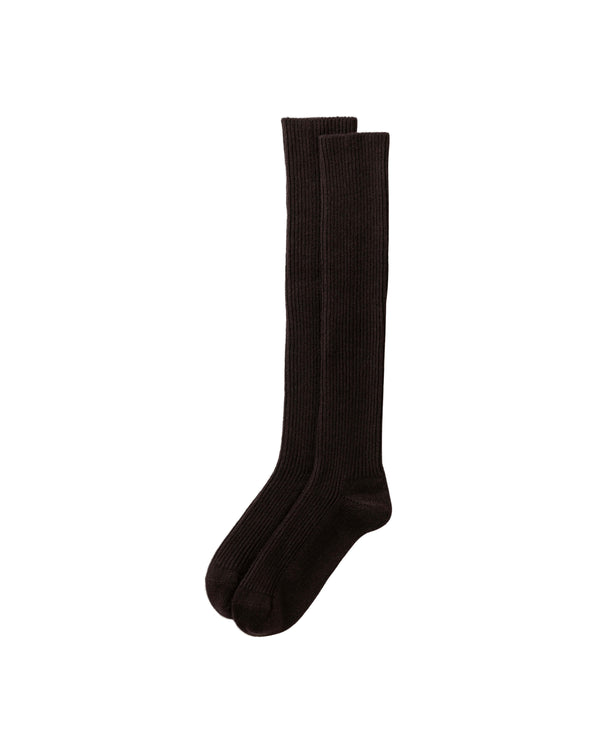 johnstons of elgin Cashmere Knee High Dark Brown Socks