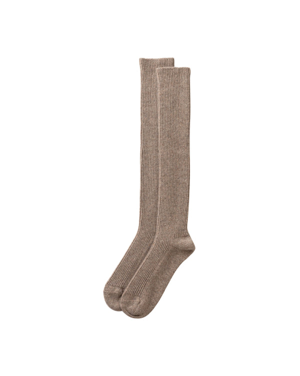 johnstons of elgin Cashmere Knee High Light Brown Socks