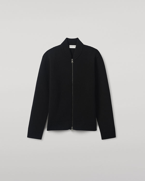 Johnstons Of Elgin Cashmere Milano Stitch Black Zip Jacket