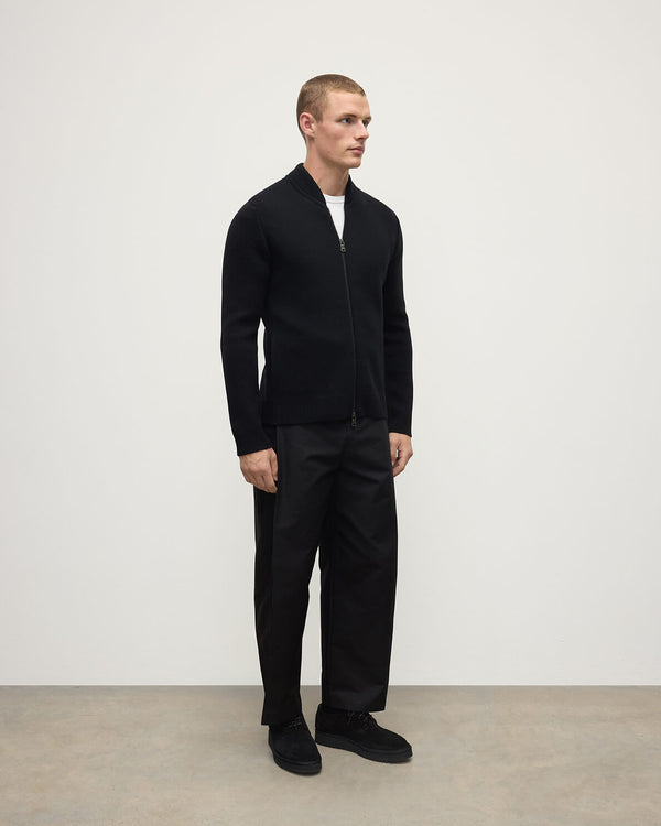 Johnstons Of Elgin Cashmere Milano Stitch Black Zip Jacket