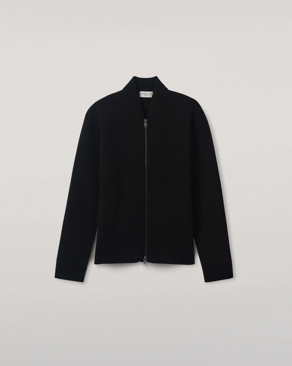 Johnstons Of Elgin Cashmere Milano Stitch Black Zip Jacket