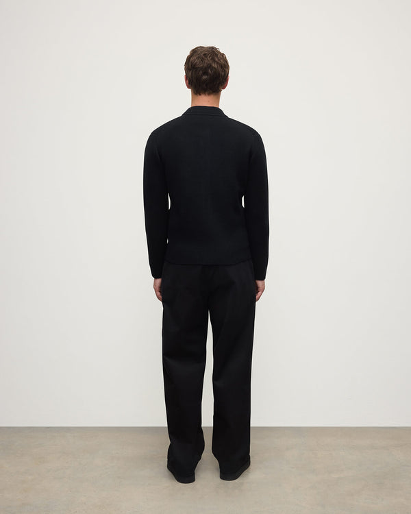 Johnstons Of Elgin Cashmere Milano Stitch Black Zip Jacket