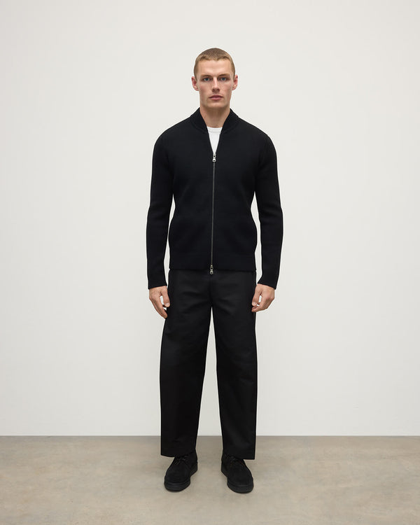 johnstons of elgin Cashmere Milano Stitch Black Zip Jacket