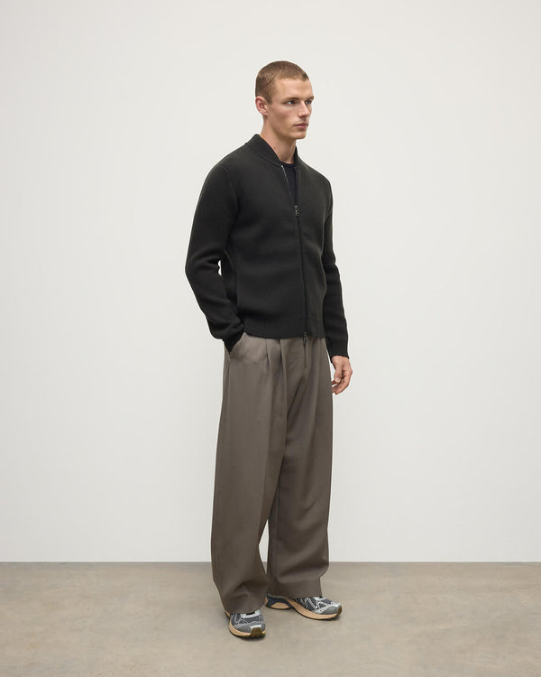 Johnstons Of Elgin Cashmere Milano Stitch Dark Grey Zip Jacket