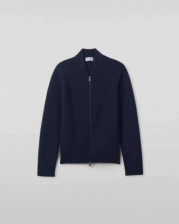Johnstons Of Elgin Cashmere Milano Stitch Dark Navy Zip Jacket
