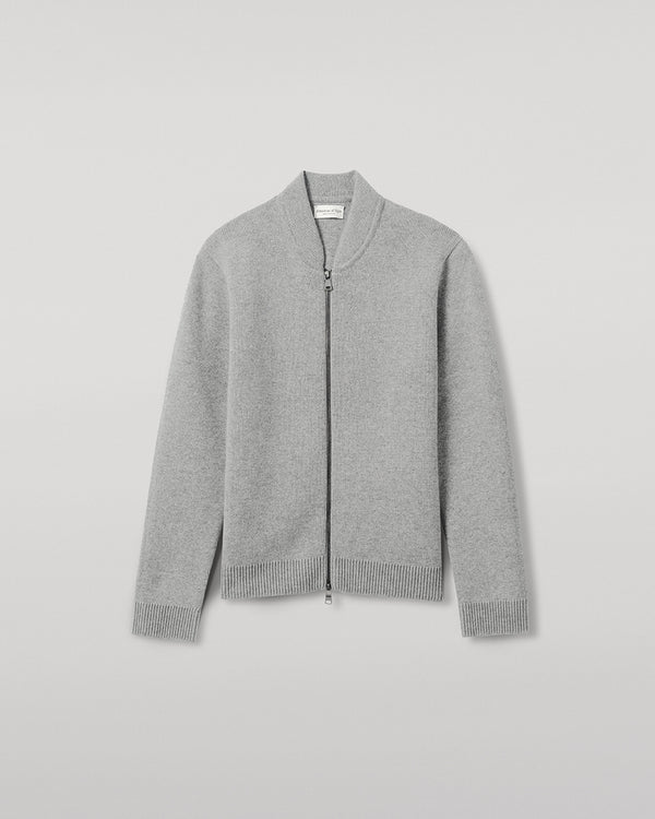 Johnstons Of Elgin Cashmere Milano Stitch Light Grey Zip Jacket