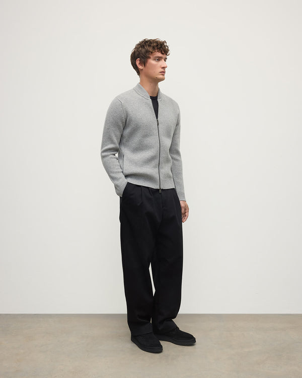 Johnstons Of Elgin Cashmere Milano Stitch Light Grey Zip Jacket