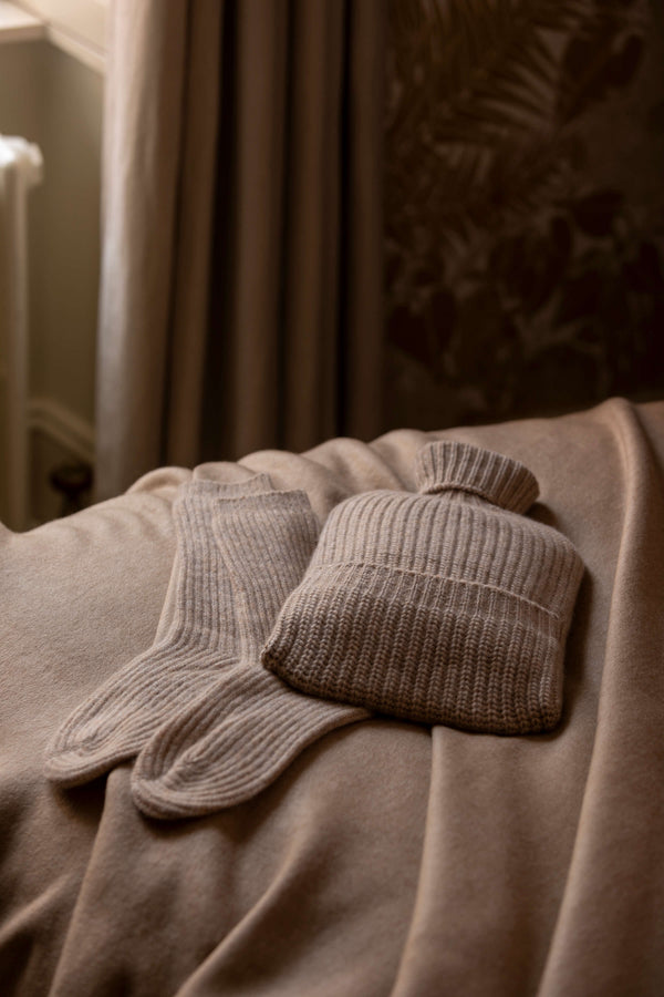 Johnstons Of Elgin Cashmere Natural Hot Water Bottle Gift Set