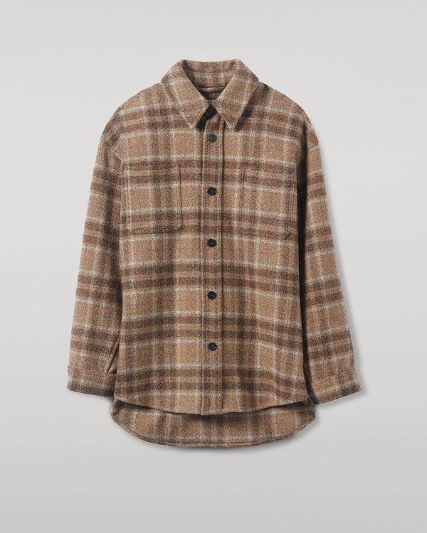 Johnstons Of Elgin Cashmere Wool Blend Brown Overshirt