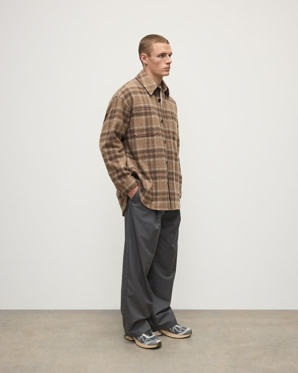 Johnstons Of Elgin Cashmere Wool Blend Brown Overshirt