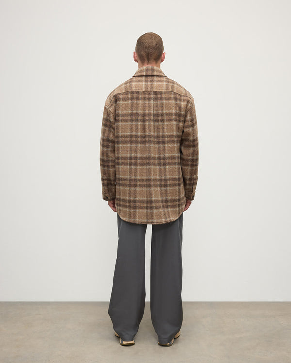 Johnstons Of Elgin Cashmere Wool Blend Brown Overshirt