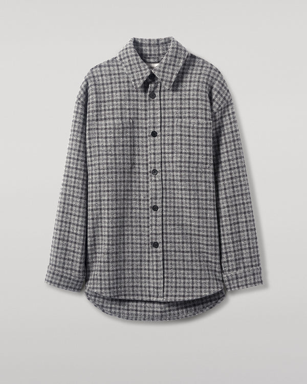 Johnstons Of Elgin Cashmere Wool Blend Grey Overshirt