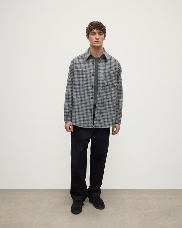 johnstons of elgin Cashmere Wool Blend Grey Overshirt