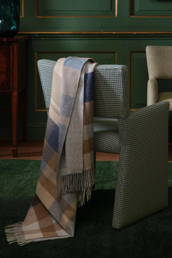 Johnstons Of Elgin Check Reversible Birch Cashmere Throw