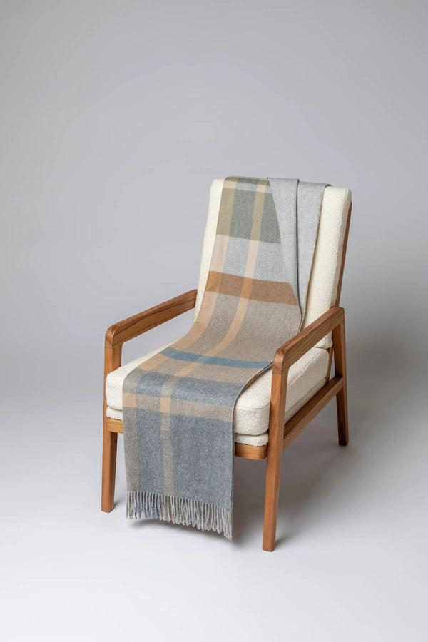 johnstons of elgin Check Reversible Birch Cashmere Throw