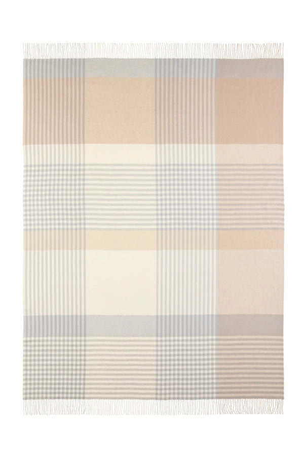 Johnstons Of Elgin Check Reversible Heron Cashmere Throw