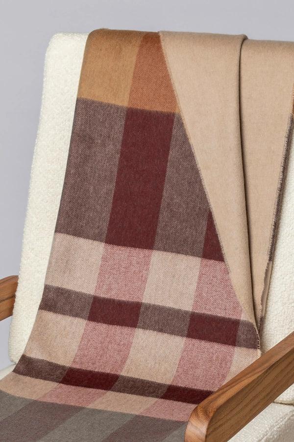 Johnstons Of Elgin Check Reversible Rowan Cashmere Throw