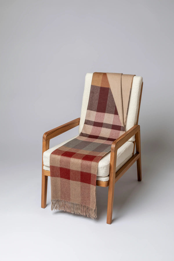 johnstons of elgin Check Reversible Rowan Cashmere Throw