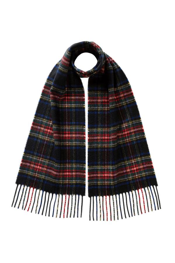 johnstons of elgin Children's Black Stewart Tartan Cashmere Scarf