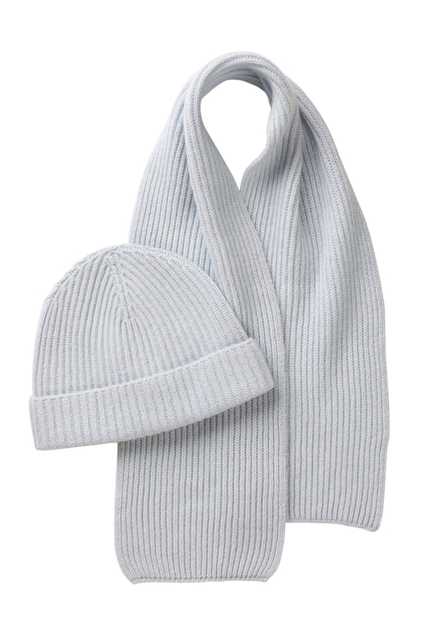 Johnstons Of Elgin Children's Cashmere Light Blue Ribbed Scarf
