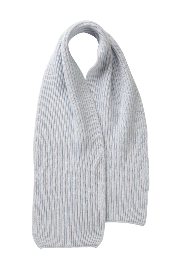 johnstons of elgin Children's Cashmere Light Blue Ribbed Scarf