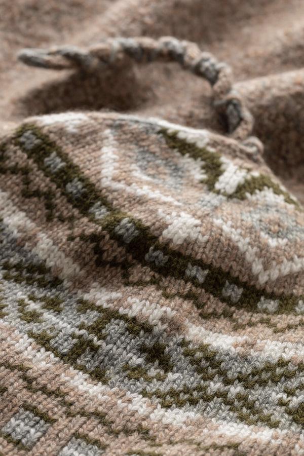 Johnstons Of Elgin Children's Cashmere Light Brown Fairisle Beanie