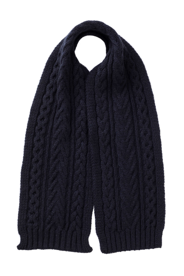 johnstons of elgin Children's Dark Navy Aran Cashmere Scarf