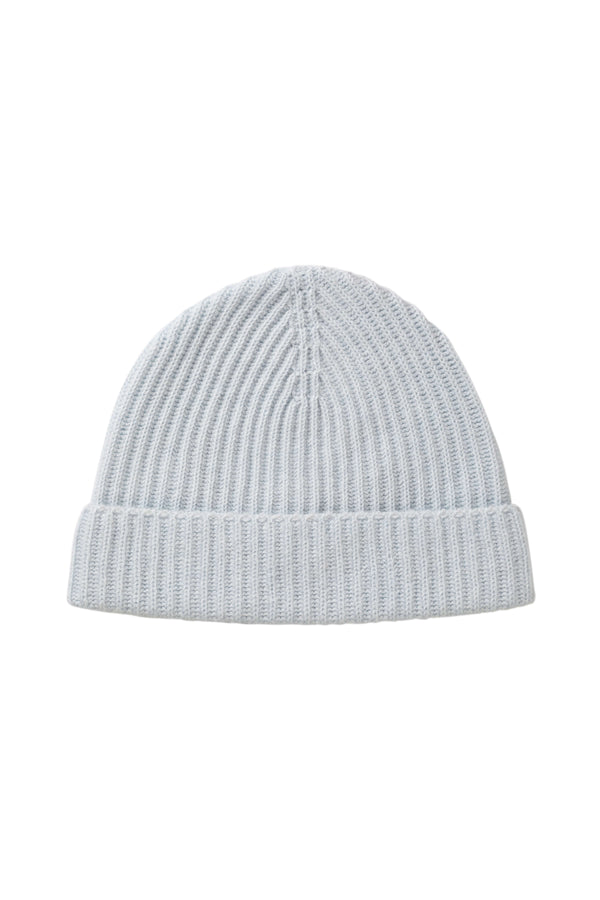 johnstons of elgin Children's Light Blue Ribbed Cashmere Beanie