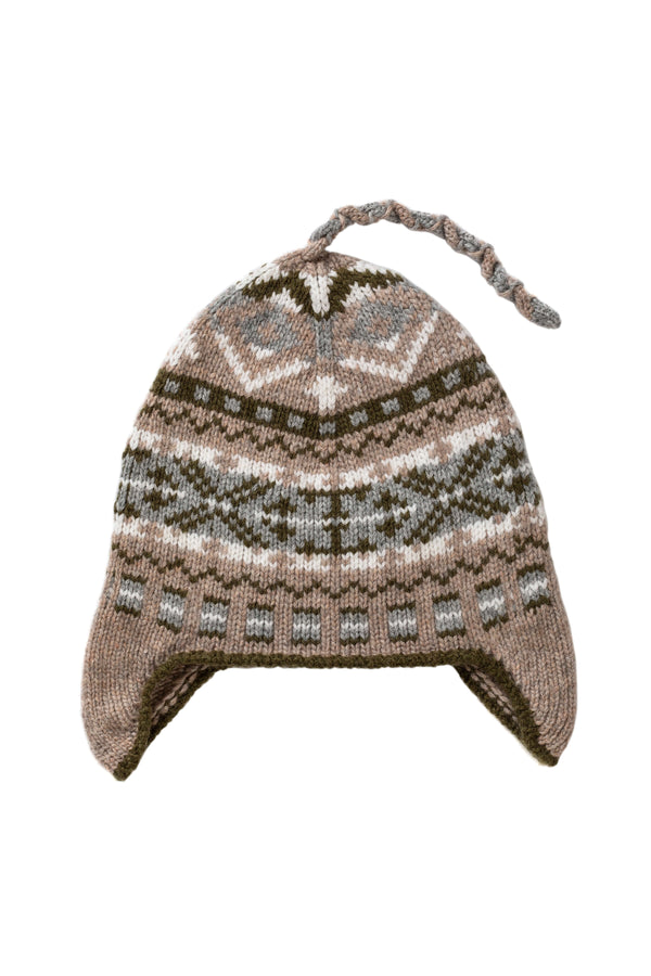 Johnstons Of Elgin Children's Natural Fairisle Hat & Stripy Wristwarmers Gift Set